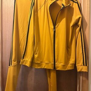 Yellow Track Jacket with Black Stripes